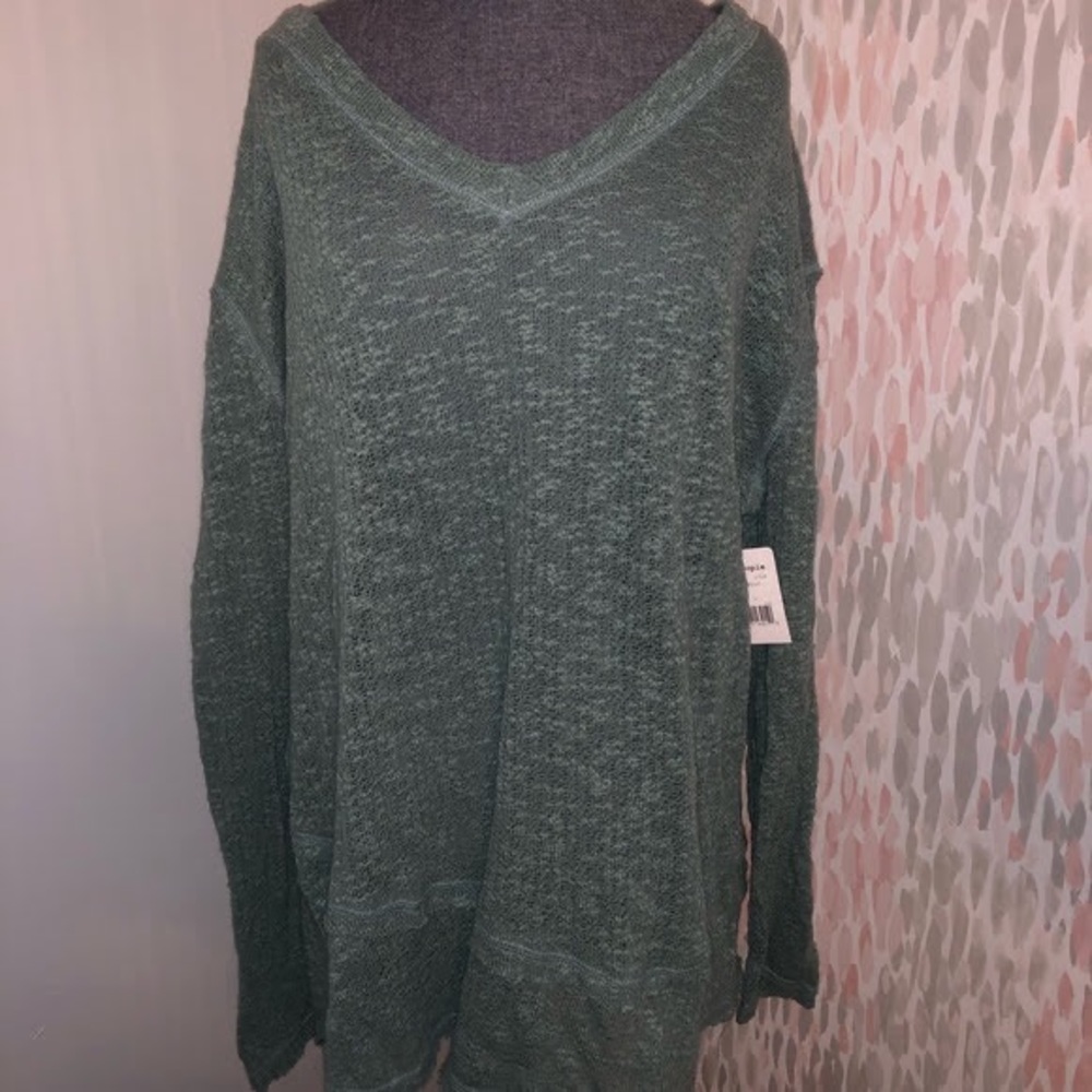 Cozy moss green oversized free people sweater NWT